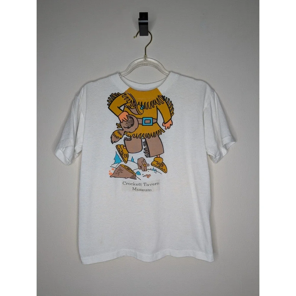 Vintage Davy Crocket Tavern Museum Kids Youth T Shirt Large Head Gear Tennessee - Picture 2 of 11